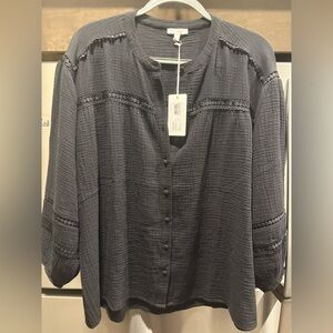 JOHNNY WAS NWT Black Button-Up Women's Top Size Large